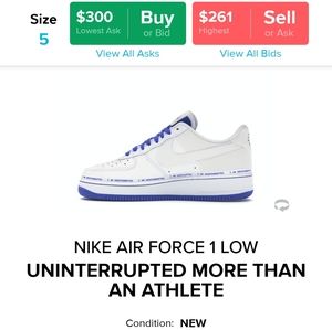 NWT Nike AF1 Uninterrupted More Than An Athlete